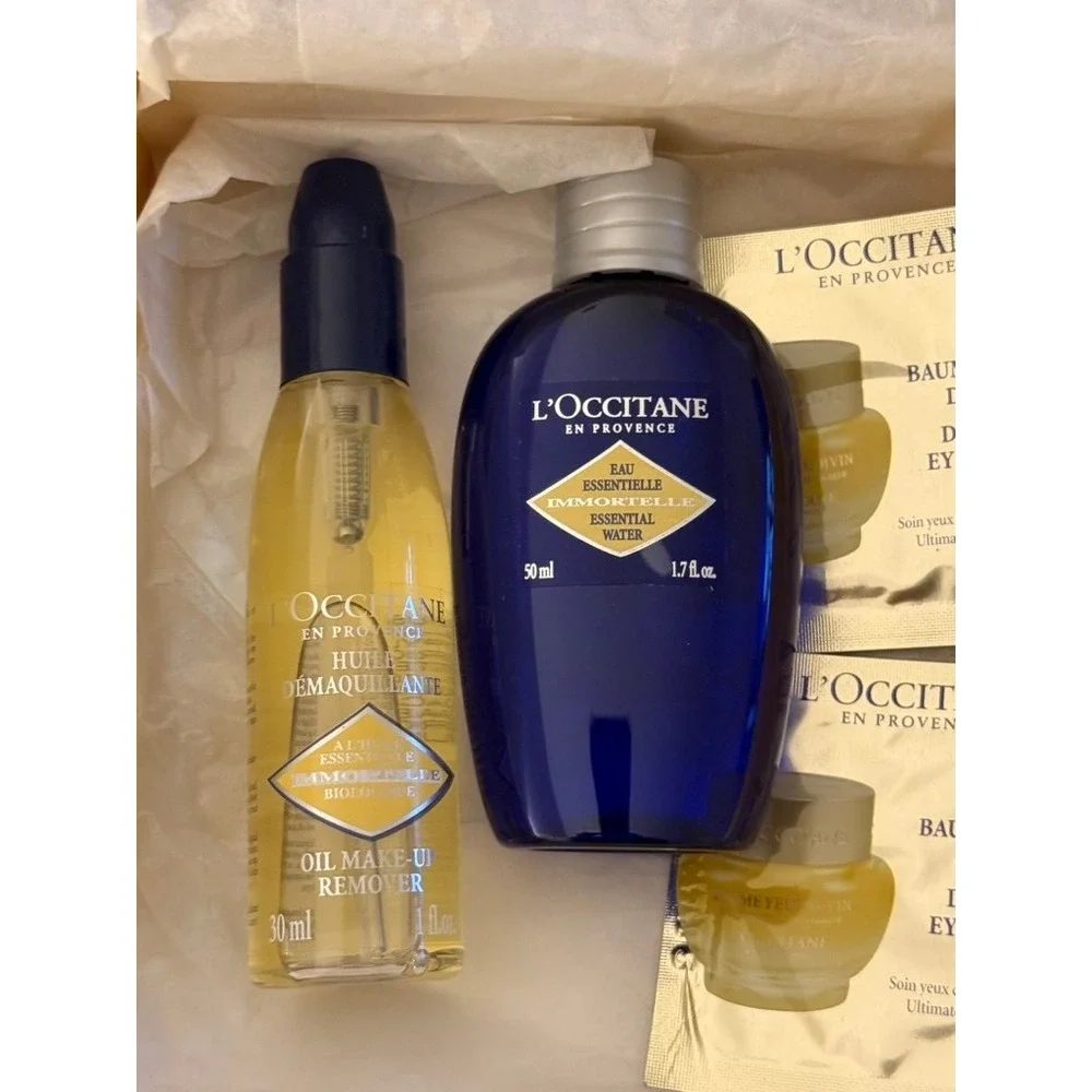 L'Occitane Immortelle Skincare Gift Set Oil Makeup Remover Eye Balm 4pc